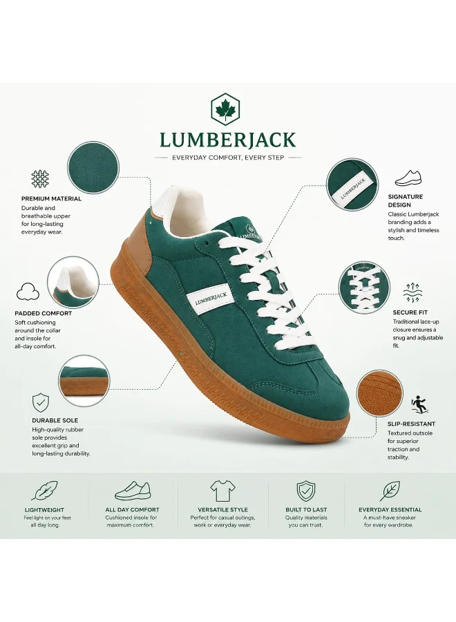 Lumberjack green Lumberjack Fofana Men’s Green Casual Sneakers – Stylish Lace-Up Fashion Shoes for Men with Gum Rubber Sole, Comfortable Everyday Sneakers for Men | Best Price UAE