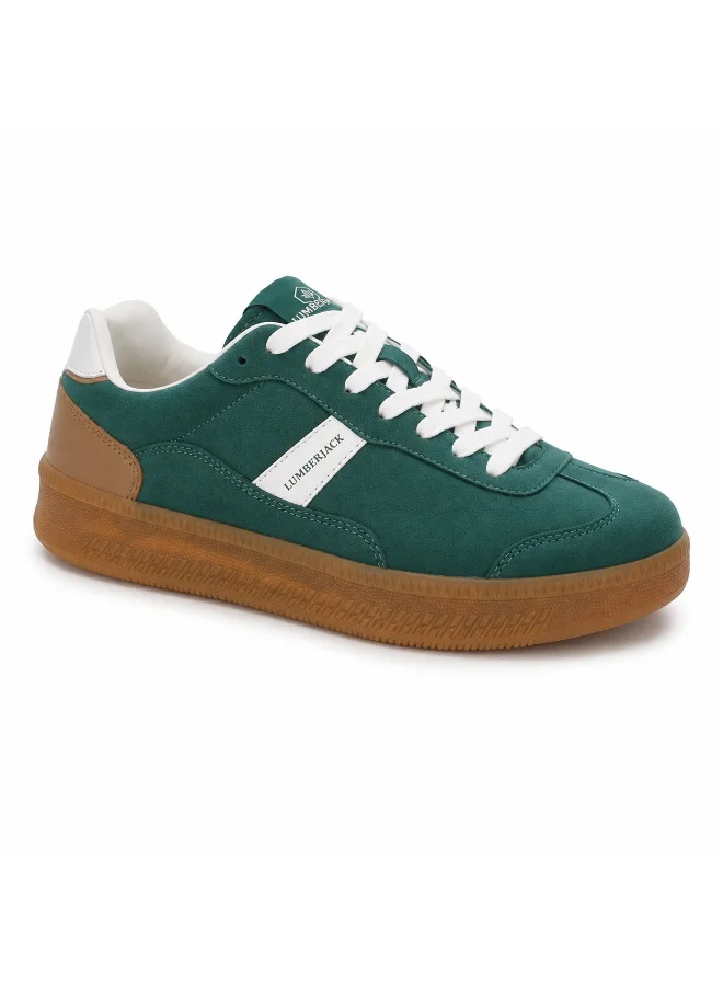 لامبرجاك Lumberjack Fofana Men’s Green Casual Sneakers – Stylish Lace-Up Fashion Shoes for Men with Gum Rubber Sole, Comfortable Everyday Sneakers