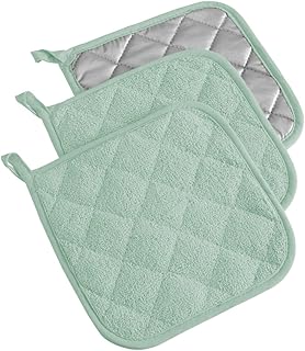 DII 100% Cotton, Oven Quilted Terry Pot Holder Set, Potholder, Mint 3 Count - Image 1