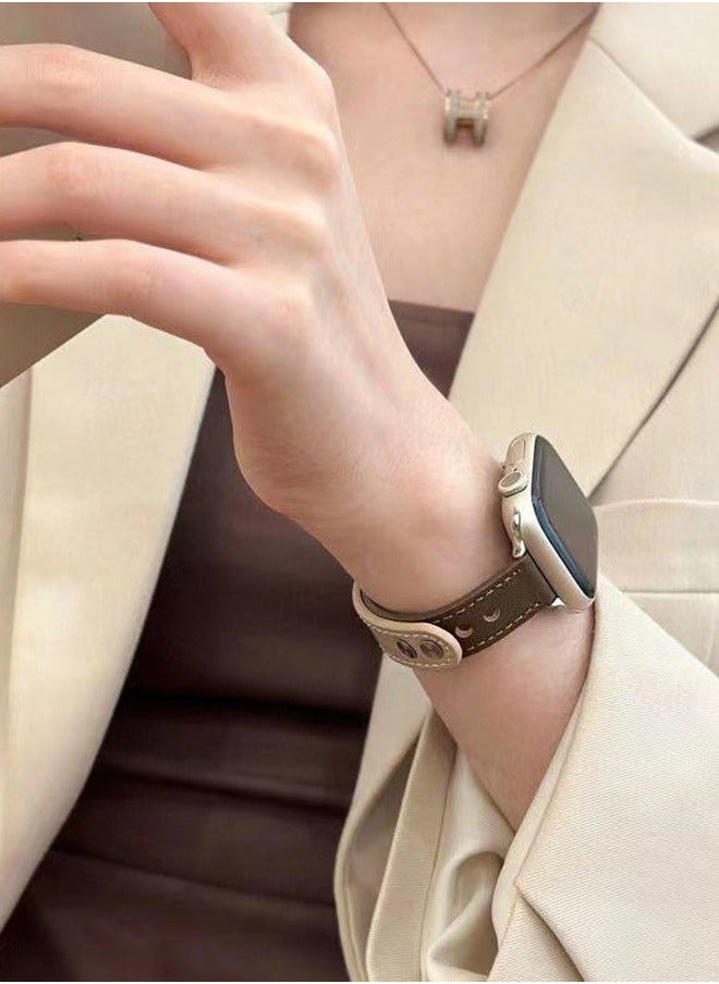 Slim Leather Bands Compatible with Apple Watch Band 38mm/40mm/41mm, Genuine Leather Wristband Thin Replacement Strap for iWatch SE Series 9/8/7/6/5/4/3/2/1 - Image 4