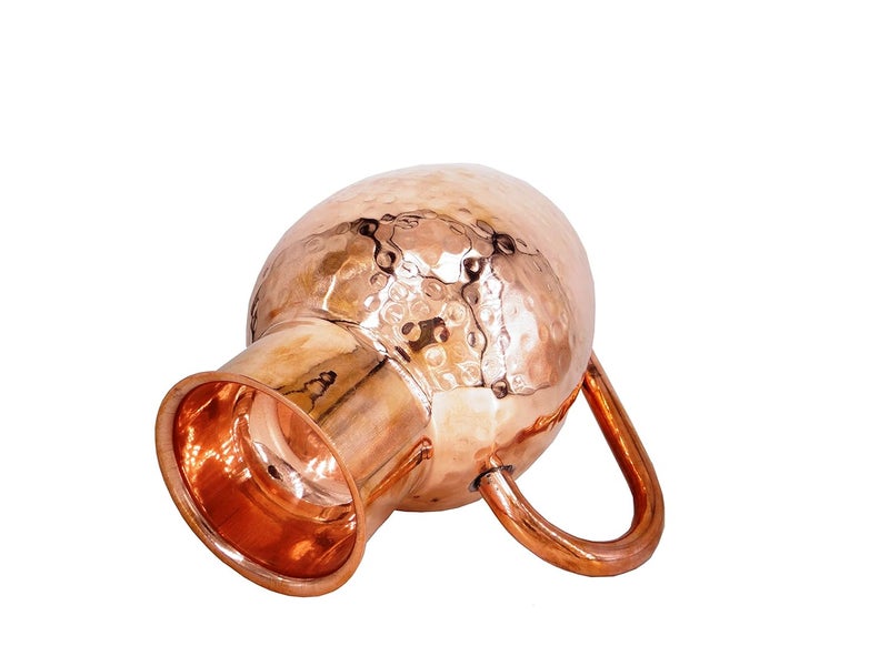 Taluka 75X3 Inch Handmade Hammered Copper Jug Pitcher 1500 Ml Storage Serving Water Jug for Good Health Benefits - Image 4