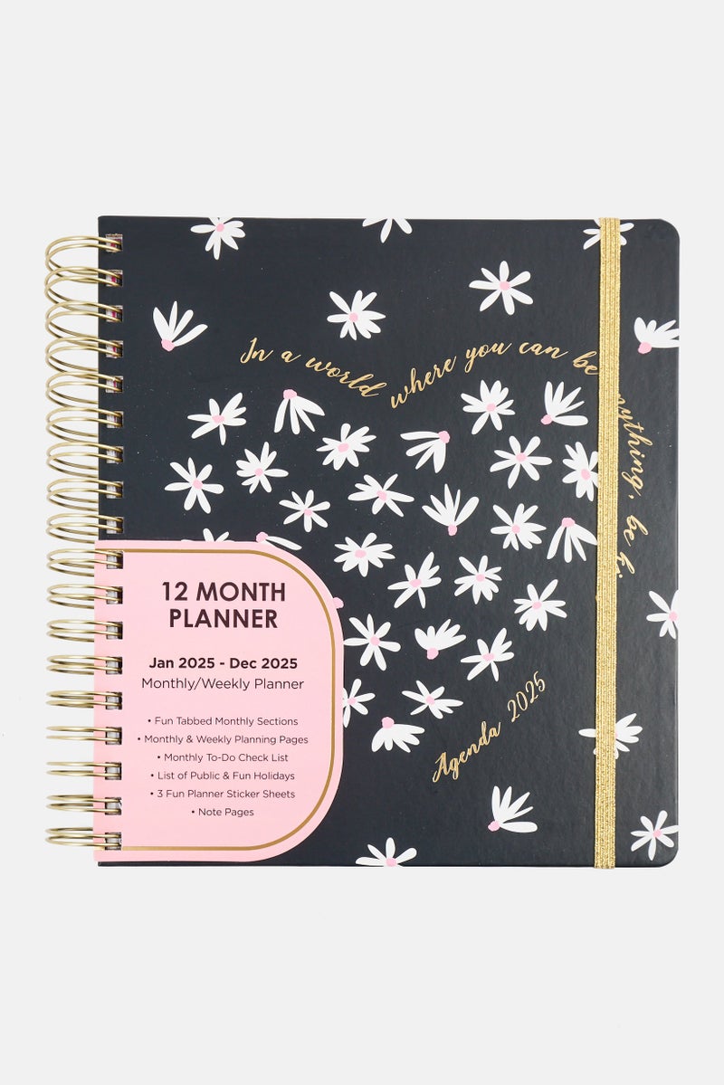 VOTUM 2025 Monthly And Weekly Planner Spiral Notebooks, Black - Image 1