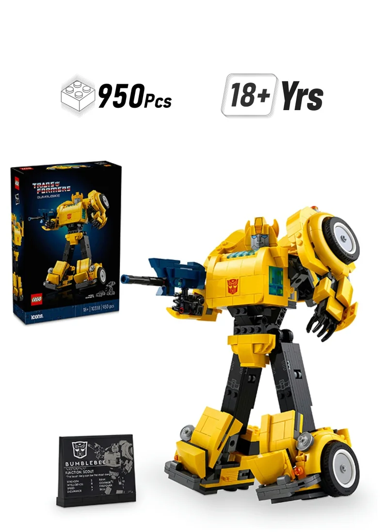 LEGO Icons Transformers Bumblebee Action Figure Building Set, Collectible Robot Model Kit For Adults To Build, Converts To Vehicle Mode, Gifts For Men, Women, Him, Her And Sci-Fi Fans (950 Pieces) 10338