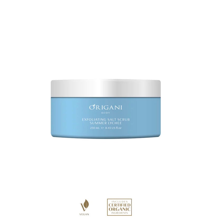 ORIGANI BODY EXFOLIATING SALT SCRUB SUMMER LYCHEE 250gr - Image 1