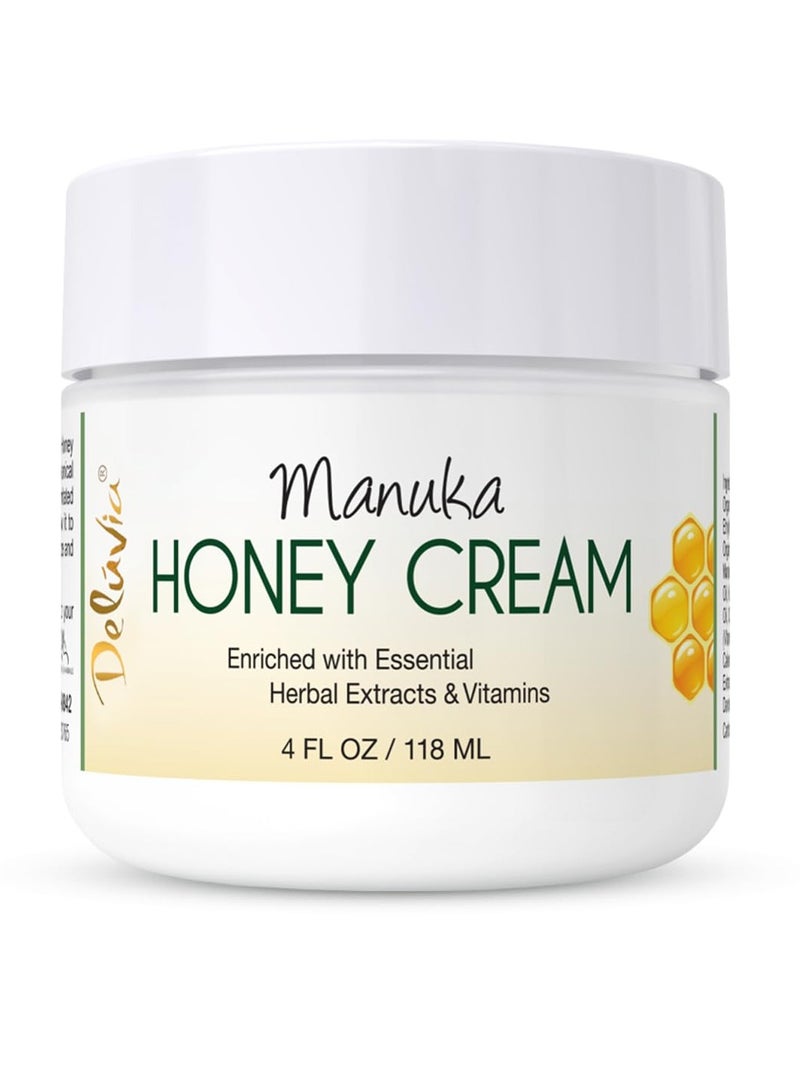 Deluvia Manuka Honey Cream | Hydrating & Soothing Moisturizer Face & Body Lotion | for Sensitive Skin, Eczema, Psoriasis & Dermatitis | 4 ounce - Image 1