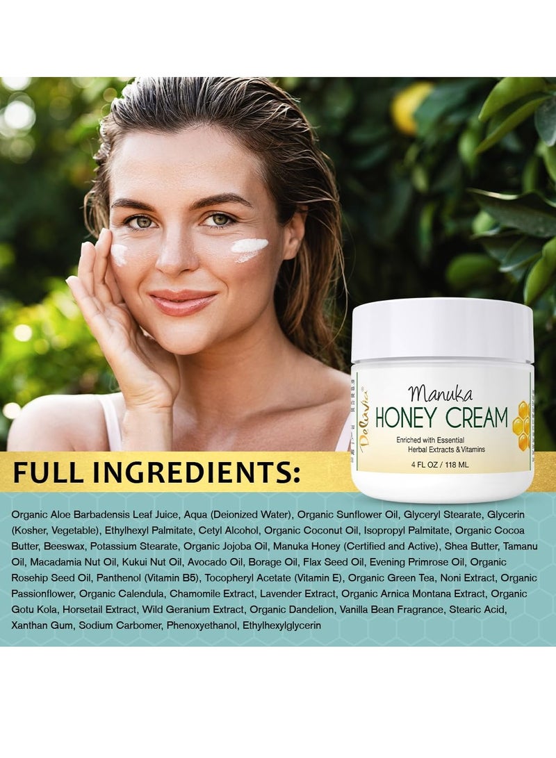 Deluvia Manuka Honey Cream | Hydrating & Soothing Moisturizer Face & Body Lotion | for Sensitive Skin, Eczema, Psoriasis & Dermatitis | 4 ounce - Image 2