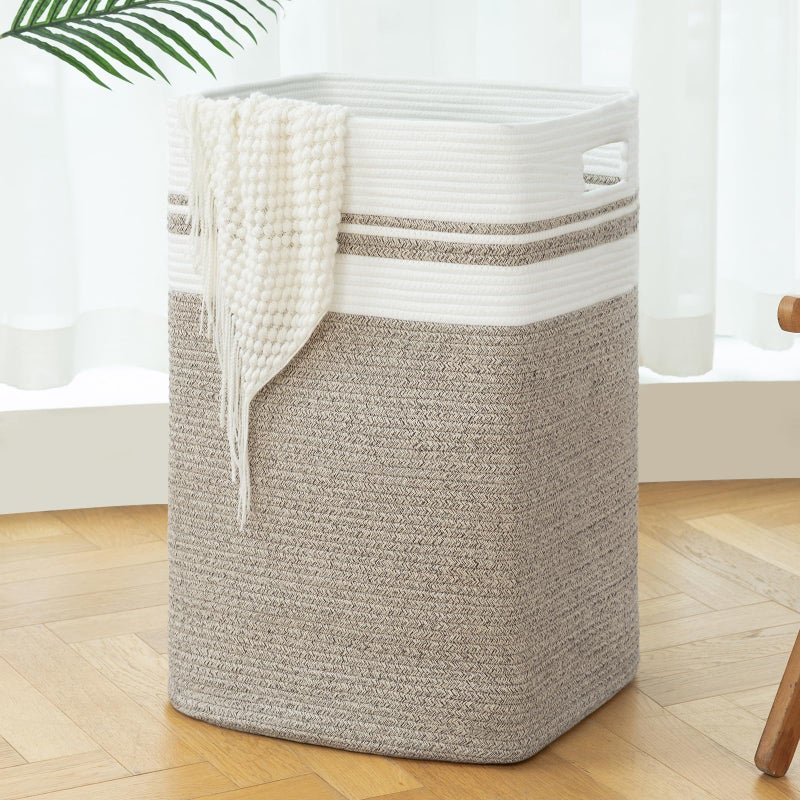 OIAHOMY 91L Laundry Hamper, XXXLarge Laundry Basket, Collapsible Cotton Rope Basket,Woven Storage Basket for Blankets,Clothes,Pillows-16x15x24-Yellow - Image 1
