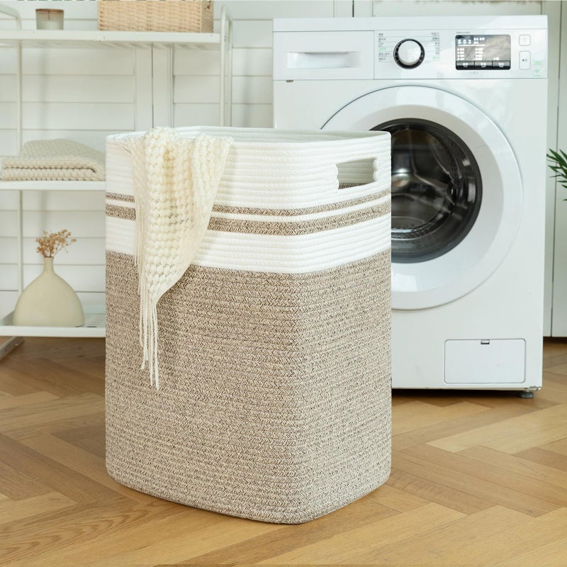 OIAHOMY 91L Laundry Hamper, XXXLarge Laundry Basket, Collapsible Cotton Rope Basket,Woven Storage Basket for Blankets,Clothes,Pillows-16x15x24-Yellow - Image 2