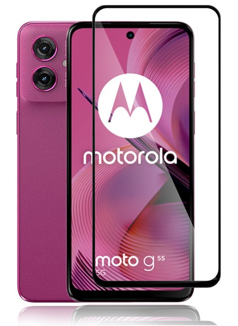 For Motorola Moto G55 5G Screen Protector – Edge to Edge Tempered Glass Screen Protector, High Transparency, Delicate Touch, Smooth Arc Edges, Easy Installation