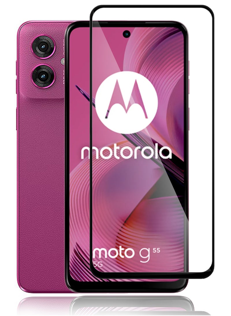 For Motorola Moto G55 5G Screen Protector – Edge to Edge Tempered Glass Screen Protector, High Transparency, Delicate Touch, Smooth Arc Edges, Easy Installation