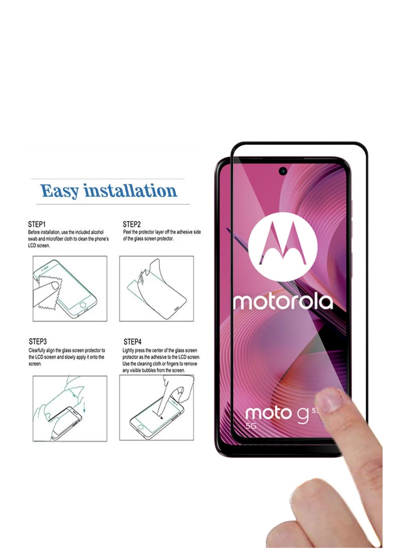 For Motorola Moto G55 5G Screen Protector – Edge to Edge Tempered Glass Screen Protector, High Transparency, Delicate Touch, Smooth Arc Edges, Easy Installation