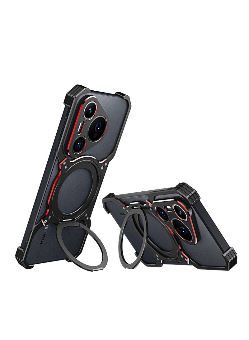 General Suitable for Huawei Pura 70 mobile phone case, metal frame rotating magnetic bracket mobile phone case  - Image 1