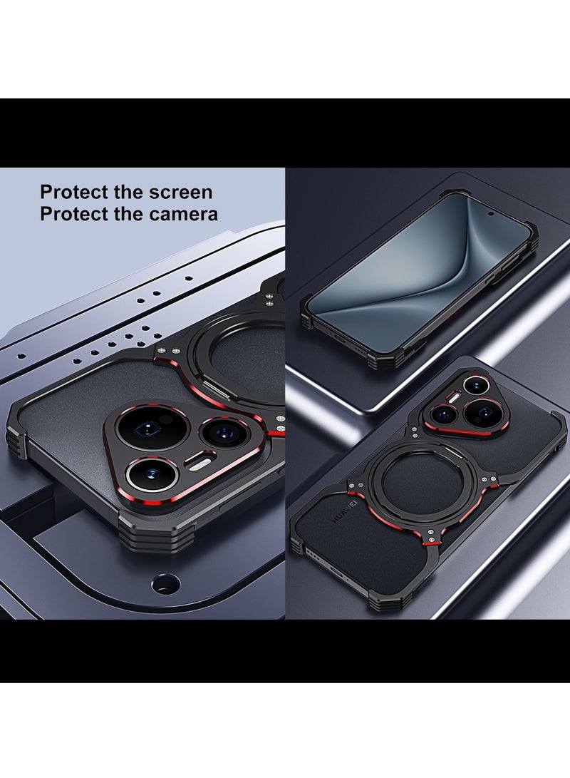 General Suitable for Huawei Pura 70 mobile phone case, metal frame rotating magnetic bracket mobile phone case  - Image 4