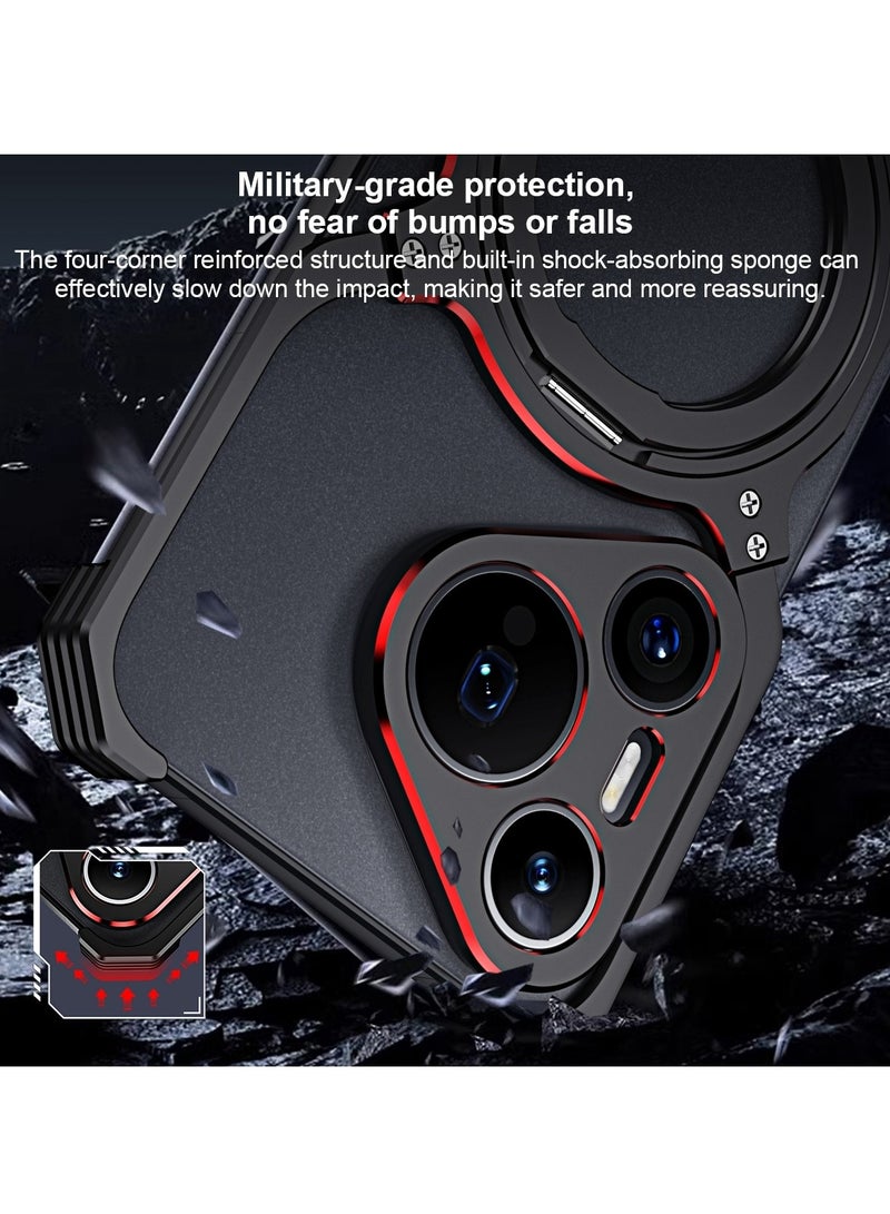 General Suitable for Huawei Pura 70 mobile phone case, metal frame rotating magnetic bracket mobile phone case  - Image 5