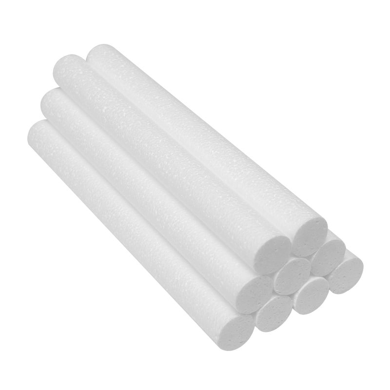 Crafjie Foam Cylinders for DIY Crafts and Arts Supplies 09 x 10in 18 Pack White Polystyrene Foam Rods for Modeling Craft Supplies DIY Home Craft Project