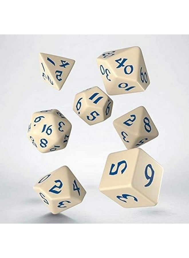 Q WORKSHOP Q-Workshop Classic Runic Beige & Blue Dice Set (7) - Image 2