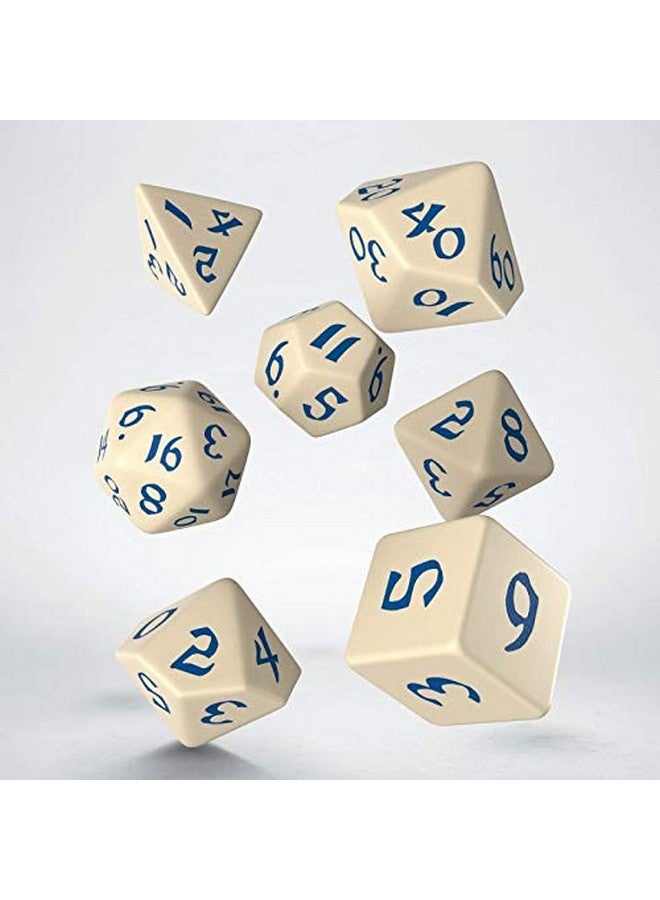 Q WORKSHOP Q-Workshop Classic Runic Beige & Blue Dice Set (7) - Image 3