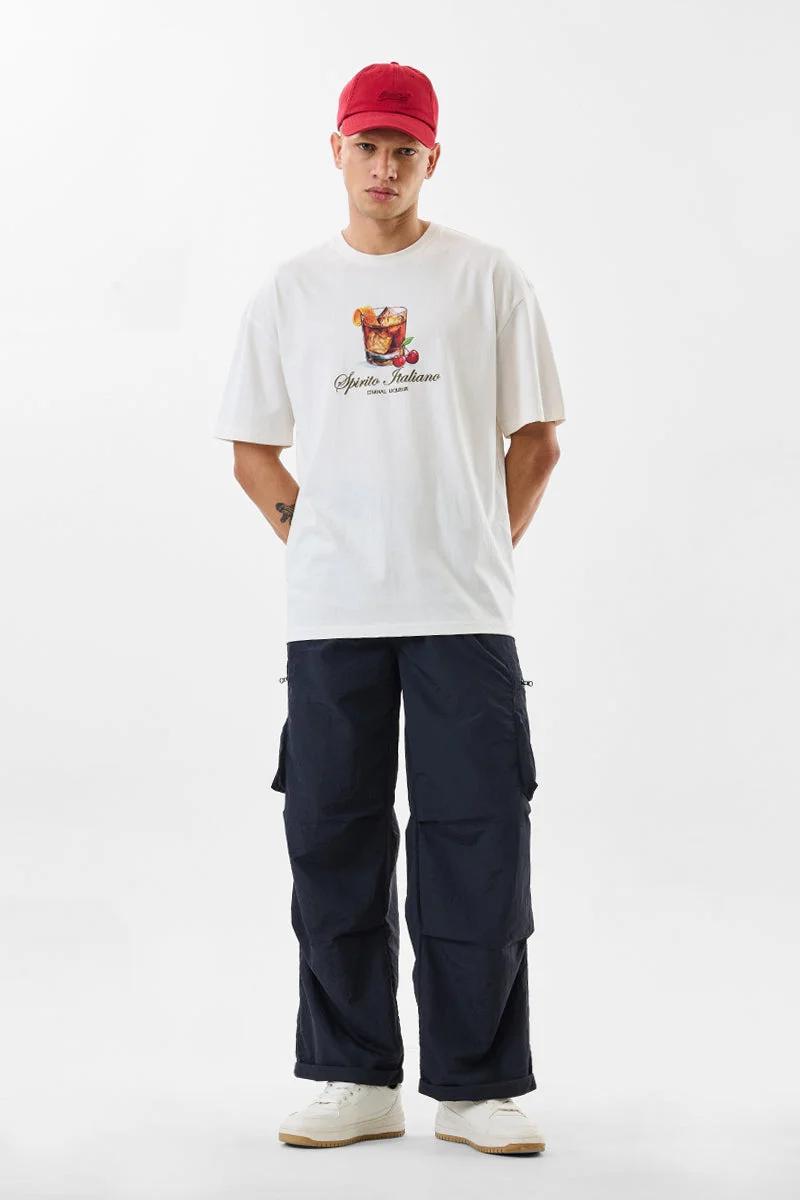 سنيتش Navy Blue Solid Loose Fit Streetwear Cargo