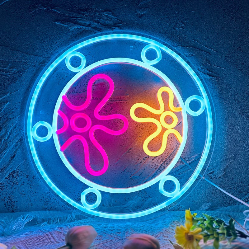 manimo Ocean World Porthole Neon Lights, LED Under Sea Porthole Neon Signs for Wall Decor,USB Night Light for Game Room Bedroom Birthday Wedding Party Gifts(13.3 * 13.3in) - Image 1