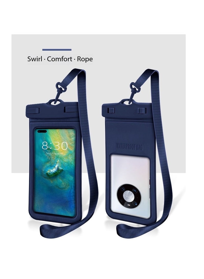 CityRiya-Long 2Pcs Waterproof Phone Pouch Set,Touch-Sensitive Underwater Dry Bag, IPX8 Certified Universal Phone Protector for Phones up to 7.2'' - Perfect for Swimming, Diving, Beach, Hot Spring, Water Park, Cruise, Snorkeling, Boating, Rafting & Water Sports Adventures(D15-1,White)  - Image 2