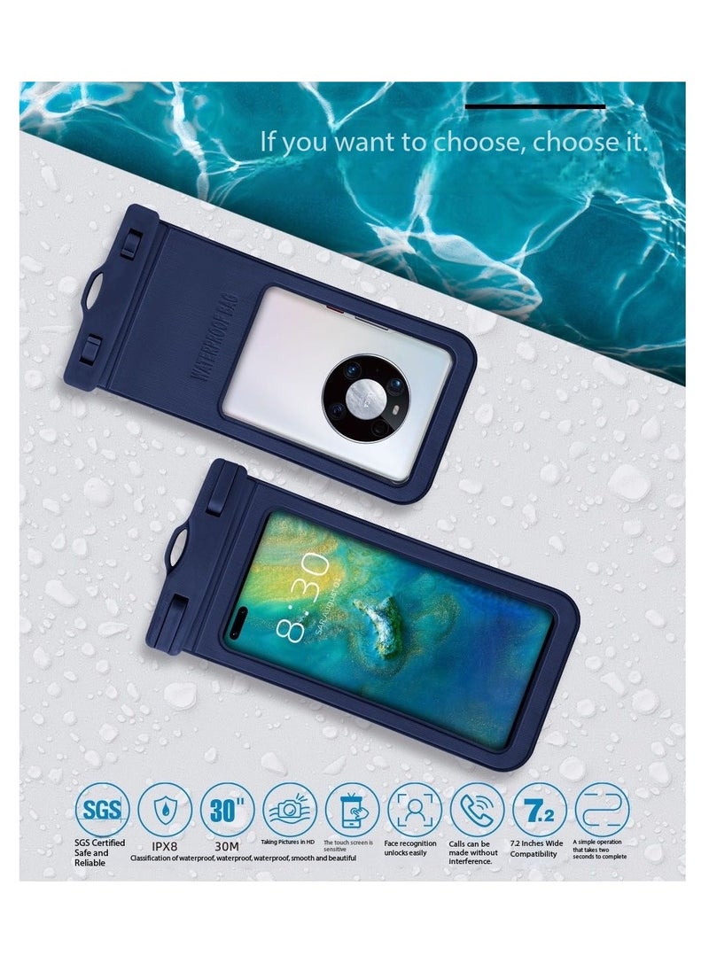 CityRiya-Long 2Pcs Waterproof Phone Pouch Set,Touch-Sensitive Underwater Dry Bag, IPX8 Certified Universal Phone Protector for Phones up to 7.2'' - Perfect for Swimming, Diving, Beach, Hot Spring, Water Park, Cruise, Snorkeling, Boating, Rafting & Water Sports Adventures(D15-1,White)  - Image 4