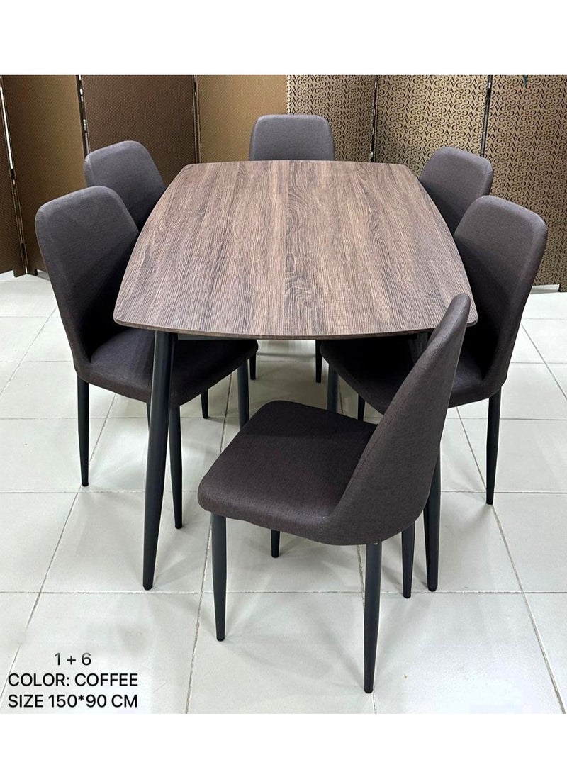 Dining Table Wood Top With 6 Chairs Set 150*90 CM - pzsku/ZCFD934425716113B0AF2Z/45/_/1705313967/0c2dbec6-1718-451c-80f9-4491c818f4d2