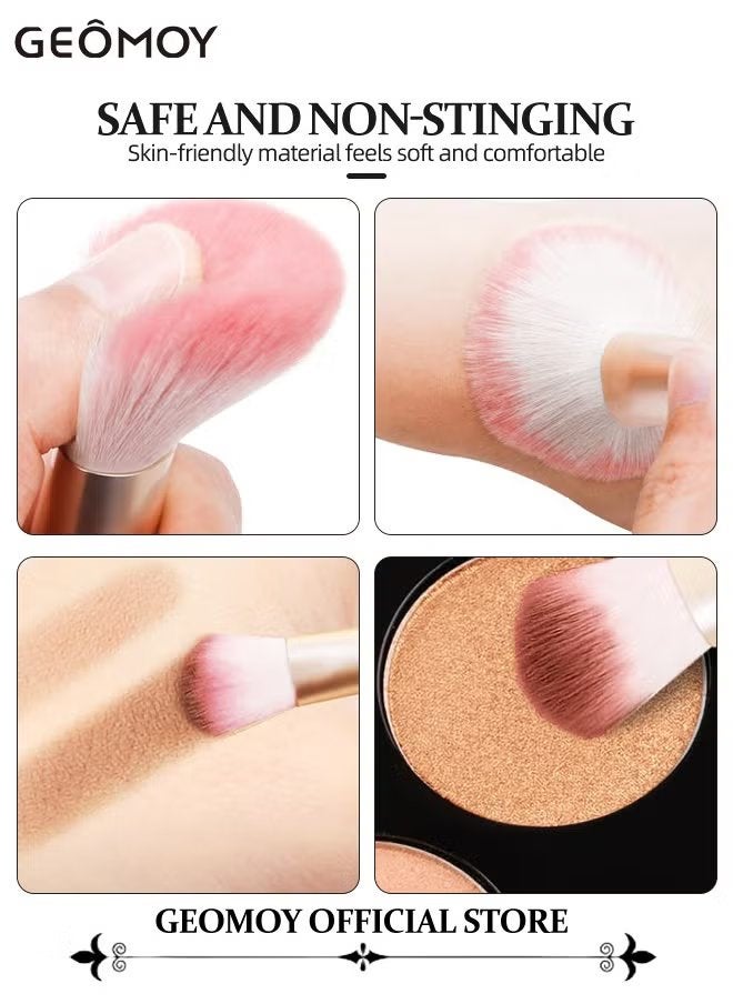 Geomoy Travel Size 5pcs Makeup Brushes Set Easy-Taken Mini Makeup Brush Set with Case & Mirror Small Complete Function Cosmetic Brushes Kit With 6pcs Triangle Powder Puff - Image 2