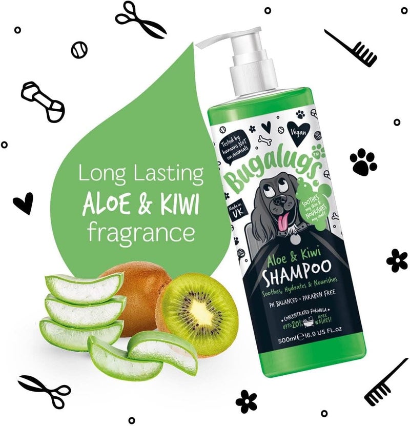 Bugalugs Aloe & Kiwi Soothing Dog Shampoo 500ml 16.9 Fl Oz - Image 1