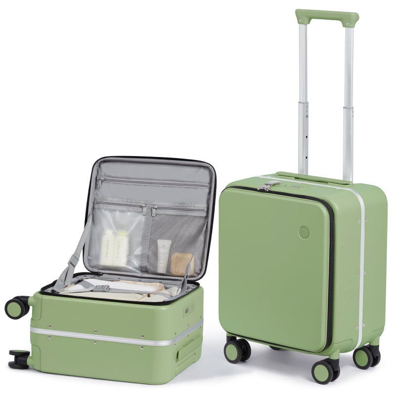 mixi 17x14x9 Carry On Luggage Underseat PC Hard Shell Suitcase Top Opening Aluminum Frame Travel Suitcases with Wheels, Avocado Green - Image 1