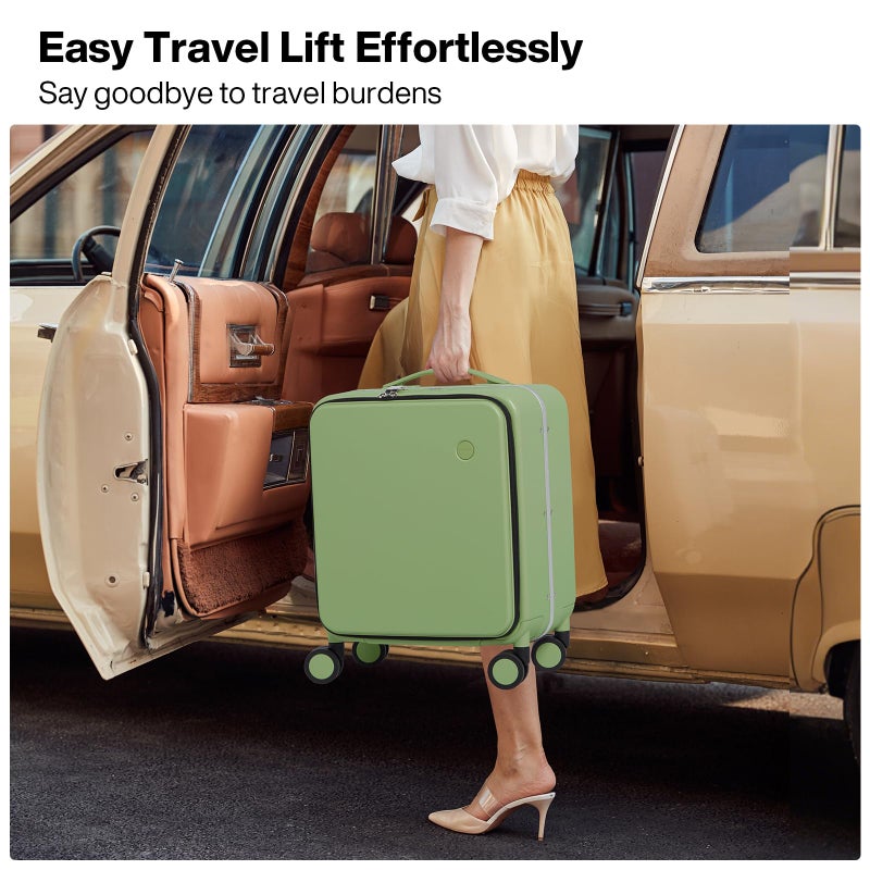 mixi 17x14x9 Carry On Luggage Underseat PC Hard Shell Suitcase Top Opening Aluminum Frame Travel Suitcases with Wheels, Avocado Green - Image 2