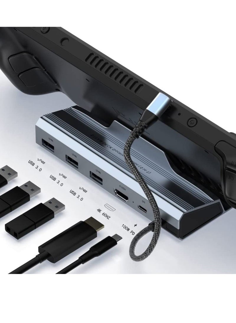 6-in-1 Hub Steam Deck Dock with HDMI 2.0 4K@60Hz