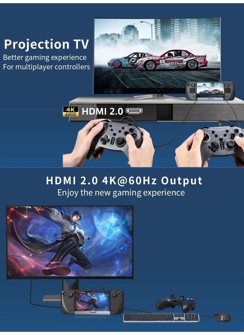 6-in-1 Hub Steam Deck Dock with HDMI 2.0 4K@60Hz