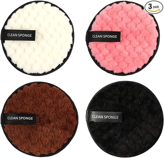 HARSHLOVE HARSHLOVE Reusable Makeup Remover Pads Washable Cotton Puffs for Gentle DoubleSided Face Cleansing Set of 4PCS  - Image 2