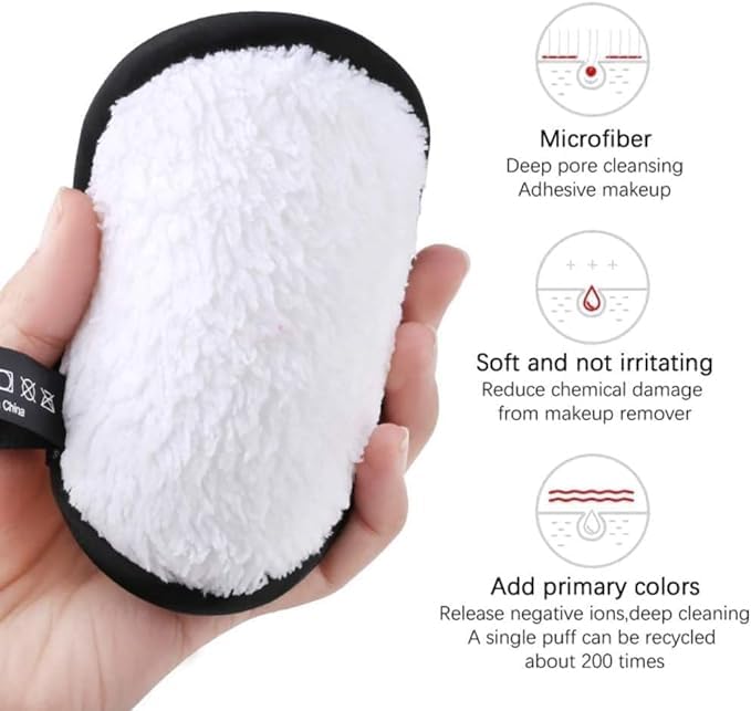 HARSHLOVE HARSHLOVE Reusable Makeup Remover Pads Washable Cotton Puffs for Gentle DoubleSided Face Cleansing Set of 4PCS  - Image 4