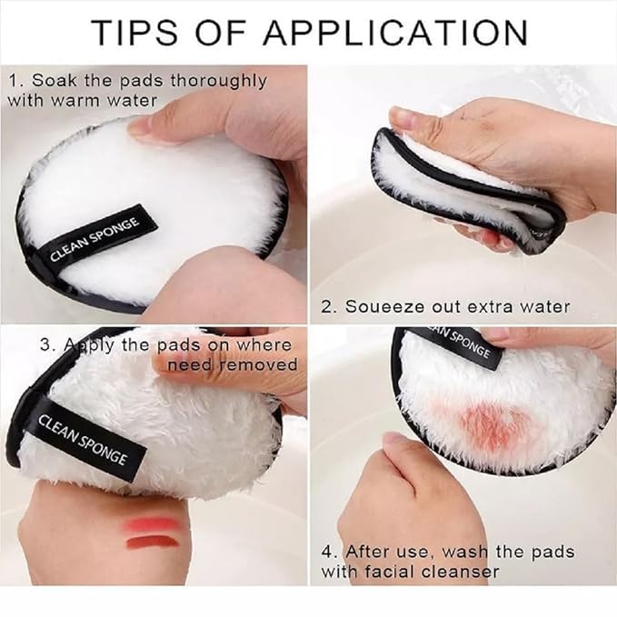 HARSHLOVE HARSHLOVE Reusable Makeup Remover Pads Washable Cotton Puffs for Gentle DoubleSided Face Cleansing Set of 4PCS  - Image 3