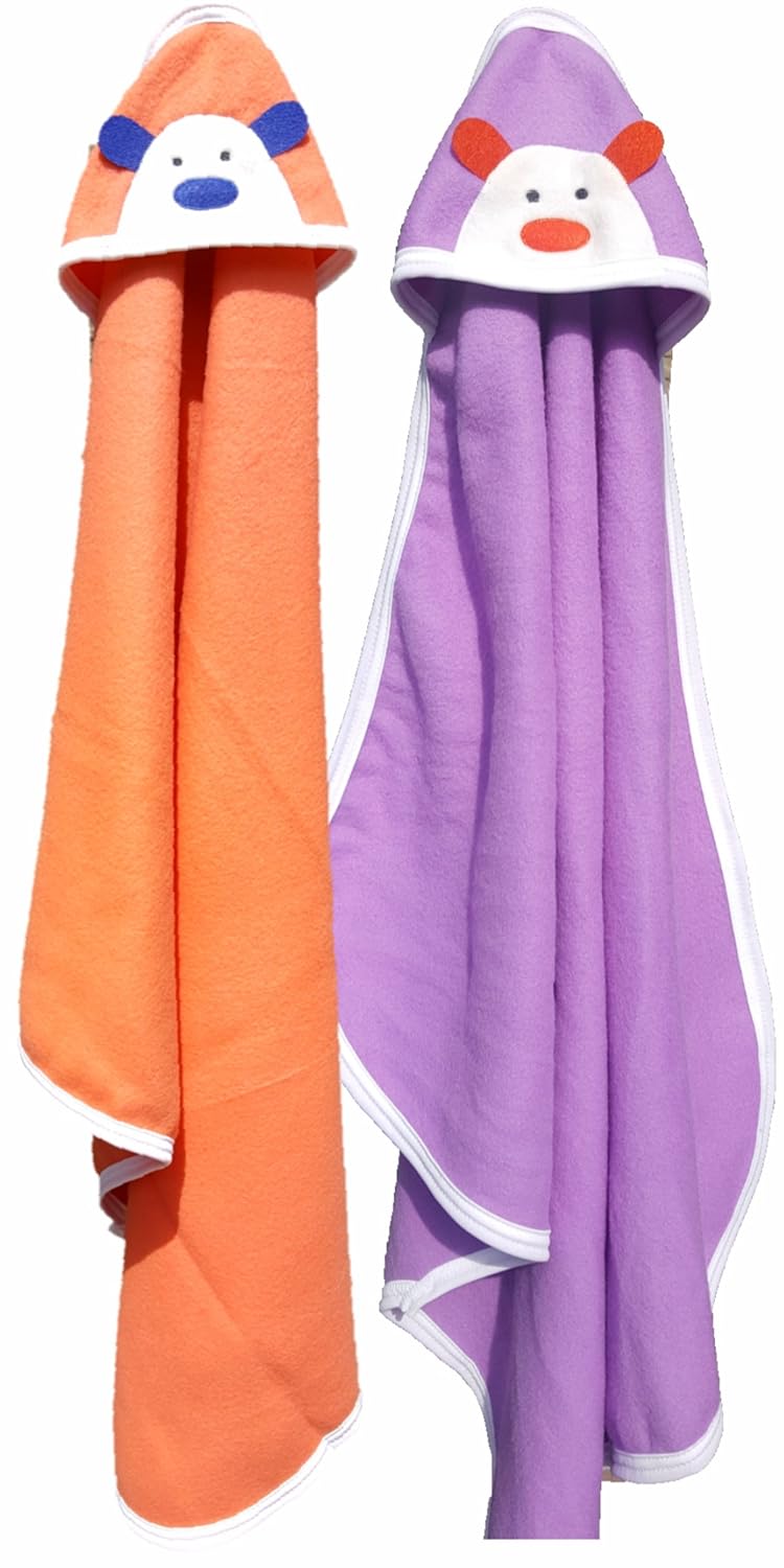 BRANDONN Newborn Biggest Size with Fancy Side Boon Baby Blanket for Babies (36 Inch X 27 Inch;Purple & Orange) - Image 1