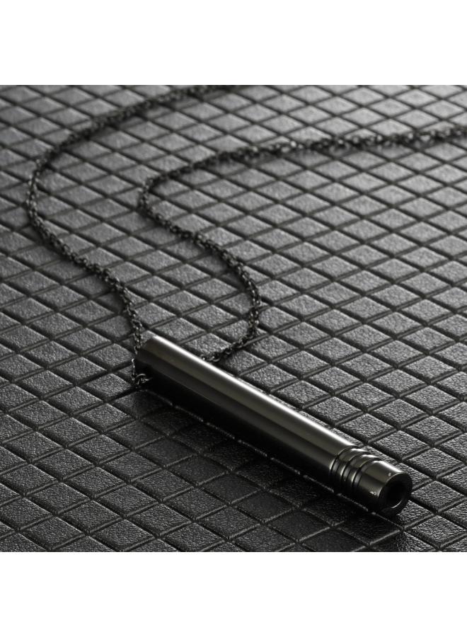 Meditation Mindfulness Breathing Pendant Necklace Titanium Steel Jewelry Long Pipe Thread Whistle Dongguan Source