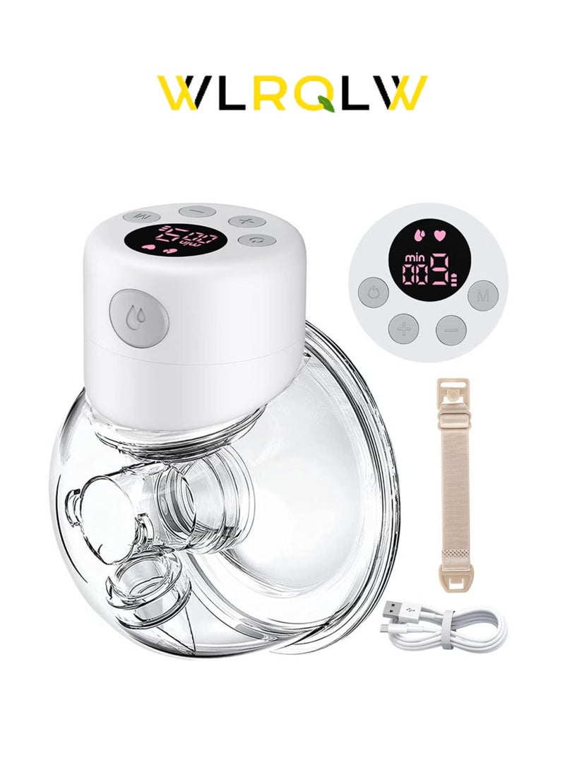 WLRQLW Hands-Free Wearable Electric Breast Pump With LCD Display, 9 Levels And 2 Rechargeable Modes And Massage Mode - Image 1