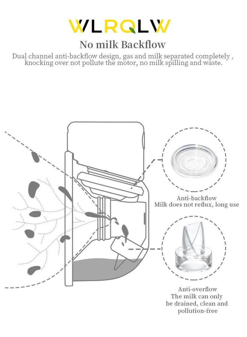 WLRQLW Hands-Free Wearable Electric Breast Pump With LCD Display, 9 Levels And 2 Rechargeable Modes And Massage Mode - Image 5