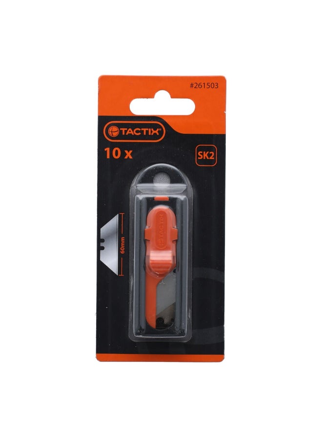 Tactix 10-Piece High Quality Stainless Steel Utility Knife Blade Multicolour 60mm 261503 - Image 2