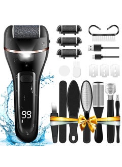 ASIV Electric Feet Callus Remover, Professional 18 in 1 Foot File Pedicure Kit Tools, Rechargeable Dry Dead Skin Foot Scraper with 3 Roller Heads & 2-Speed Power for Feet Hands Heels Spa (Black)  - Image 1
