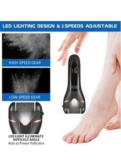 ASIV Electric Feet Callus Remover, Professional 18 in 1 Foot File Pedicure Kit Tools, Rechargeable Dry Dead Skin Foot Scraper with 3 Roller Heads & 2-Speed Power for Feet Hands Heels Spa (Black)  - Image 2