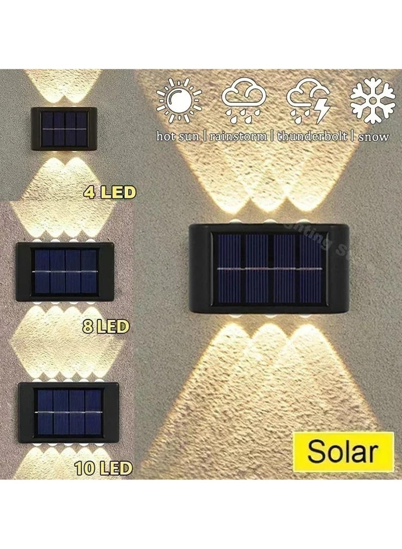 2 حزمة مصباح الجدار 8 LED مصباح الجدار الشمسي في الهواء الطلق مقاوم للماء صعودا وهبوطا الإضاءة المضيئة لتزيين سياج الحديقة مصباح ضوء الشمس (8LED-ضوء دافئ، - Image 2