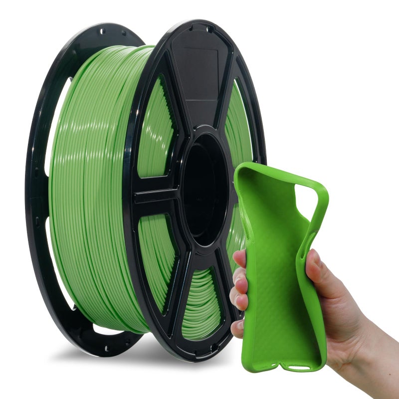 Flashforge PLA Flexible 1.75 mm 3D Printer Filament, 3D Printing Filaments 1kg Spool-Dimensional Accuracy +/- 0.02mm, Environmental Friendliness, no Smoke and no Odor (Green, PLA Flexible) - Image 1