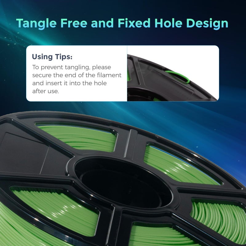 Flashforge PLA Flexible 1.75 mm 3D Printer Filament, 3D Printing Filaments 1kg Spool-Dimensional Accuracy +/- 0.02mm, Environmental Friendliness, no Smoke and no Odor (Green, PLA Flexible) - Image 4