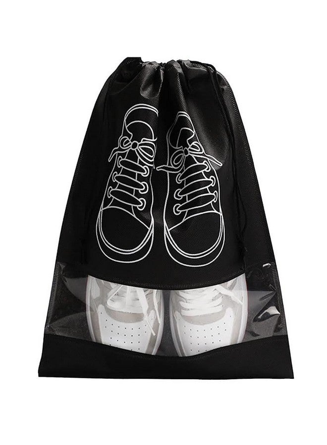 Travel Shoe Bag, Portable Waterproof Shoe Bag for Gym, Travel, Dust-Proof Space-Saving Storage Bag with Rope for Men and Women, Black, Portable and Lightweight (Pack 6)  - Image 2