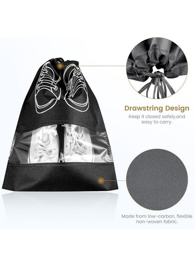 Travel Shoe Bag, Portable Waterproof Shoe Bag for Gym, Travel, Dust-Proof Space-Saving Storage Bag with Rope for Men and Women, Black, Portable and Lightweight (Pack 6)  - Image 4