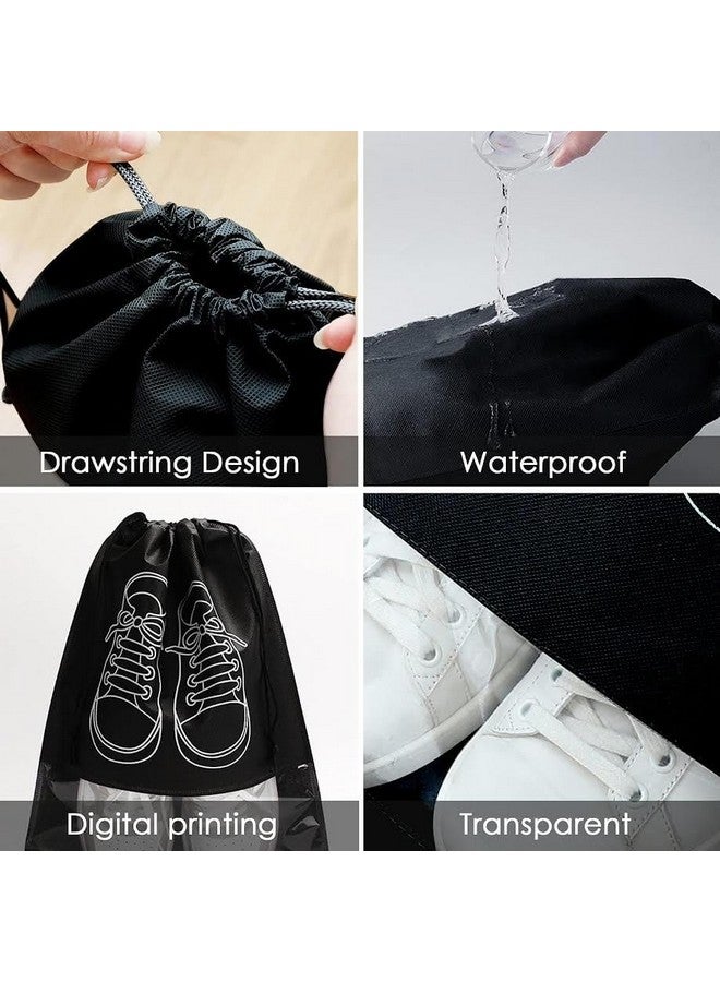 Travel Shoe Bag, Portable Waterproof Shoe Bag for Gym, Travel, Dust-Proof Space-Saving Storage Bag with Rope for Men and Women, Black, Portable and Lightweight (Pack 6)  - Image 5