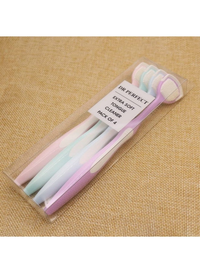 DR PERFECT Soft Tongue Brush Scraper Cleaner Helps Fight Bad Breath Clean Your Tongue Without Hurt Pack Of 4 (GREEN PURPLE BLUE PINK) - Image 4