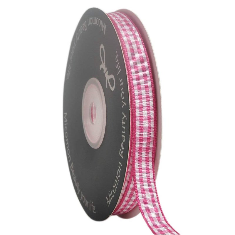 Micomon Pink and White Gingham Ribbon Hot Pink Gingham Ribbon 25 Yards Each Roll 100 Polyester 38 HotPink